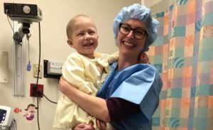 Stella and her mom at Children's Hospital